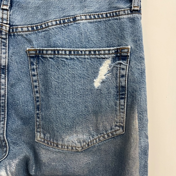 Topshop Moto Hayden Silver Foil Distressed Relaxed Fit Jeans W28 L30 - Picture 9 of 11